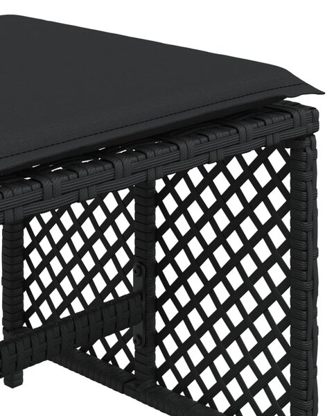 4 db fekete polyrattan kerti szék párnával 41 x 41 x 36 cm