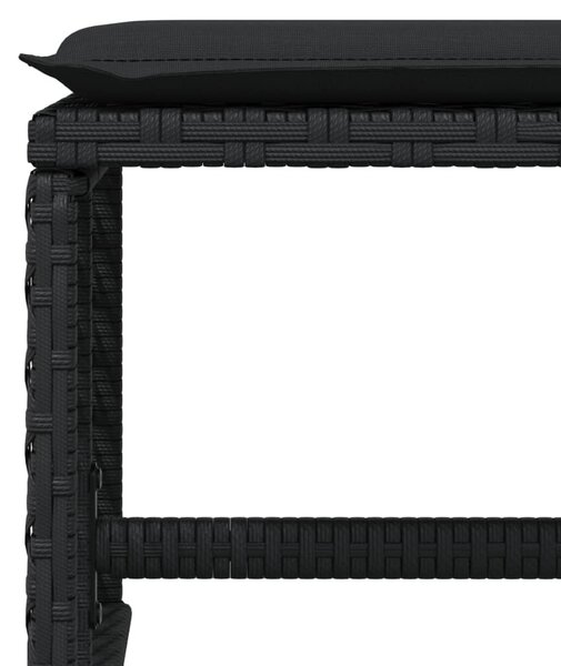 4 db fekete polyrattan kerti szék párnával 41 x 41 x 36 cm