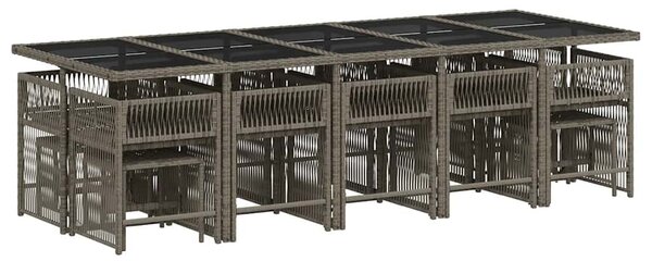 15 részes szürke polyrattan kerti étkezőgarnitúra párnákkal
