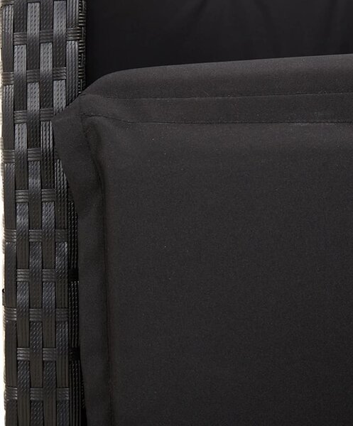 2 db fekete polyrattan dönthető kerti szék lábtartóval
