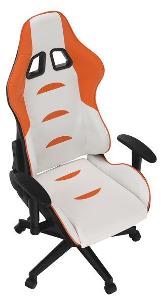 KONDELA Irodai/gamer szék, fehér/narancssárga/fekete, ASKARE