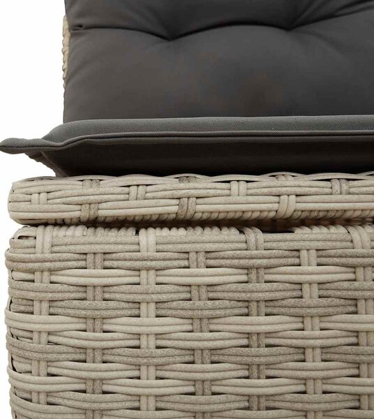 10 részes világosszürke polyrattan kerti ülőgarnitúra párnákkal