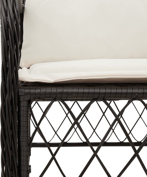 3 részes fekete polyrattan bisztrógarnitúra párnával