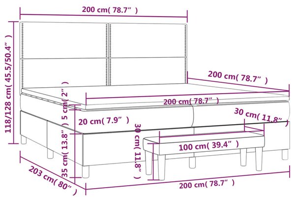 VidaXL Fehér Műbőr Ágy - 200x200 cm