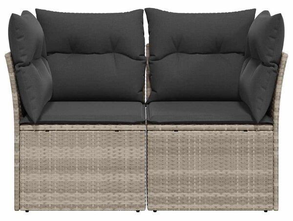 2 személyes világosszürke polyrattan kerti kanapé párnával