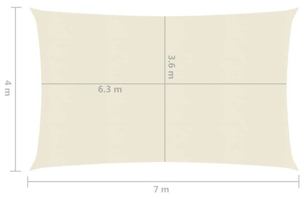VidaXL HDPE Napvitorla - 4x7m, Krémszín