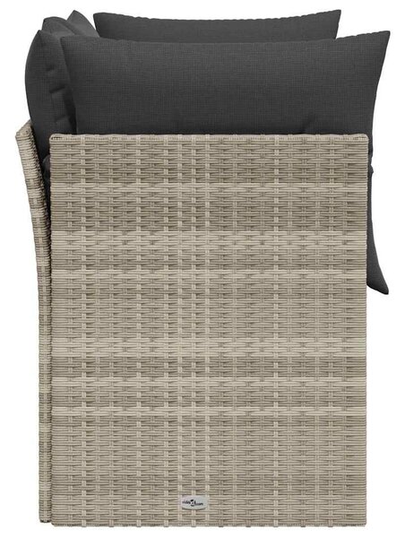 2 személyes világosszürke polyrattan kerti kanapé párnával