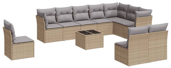 11 részes bézs polyrattan kerti ülőgarnitúra párnákkal