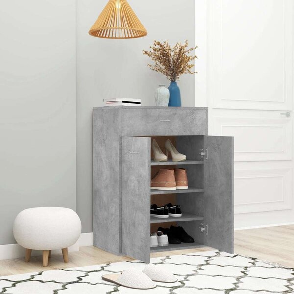 VidaXL Cipősszekrény - Beton Szürke - 60x35x84 cm