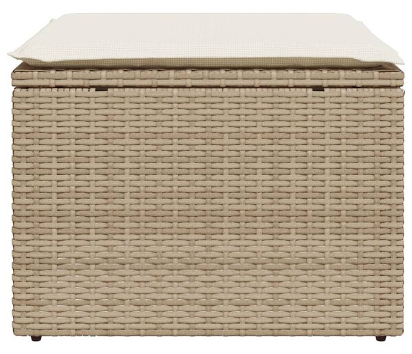 Bézs polyrattan kerti szék párnával 55 x 55 x 37 cm