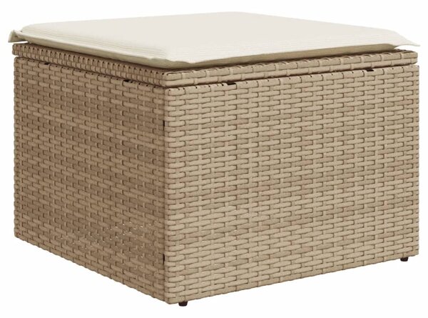 Bézs polyrattan kerti szék párnával 55 x 55 x 37 cm