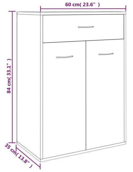 VidaXL Cipősszekrény - Beton Szürke - 60x35x84 cm