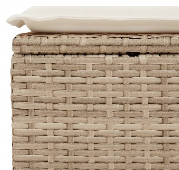Bézs polyrattan kerti szék párnával 55 x 55 x 37 cm