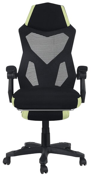 KONDELA Irodai/gamer szék, fekete/zöld, teherbírás 150 kg, JORIK