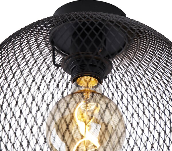 Modern mennyezeti lámpa fekete 30 cm - Mesh Ball