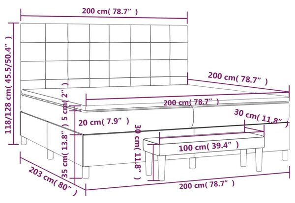 VidaXL Krémszínű Ágy 200x200 cm - Zsebrugós Matraccal és Lábtartóval