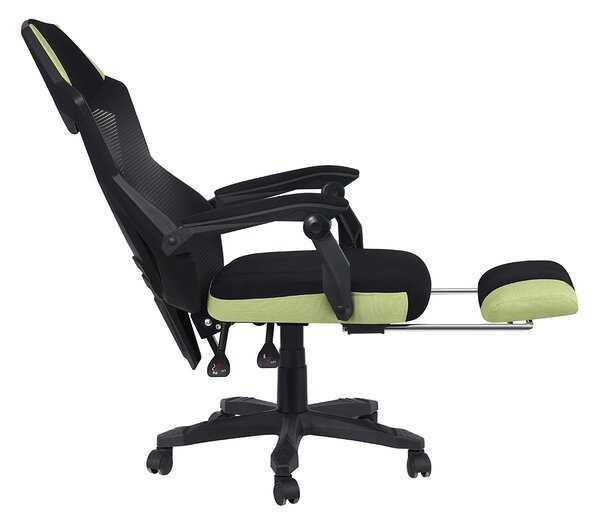KONDELA Irodai/gamer szék, fekete/zöld, teherbírás 150 kg, JORIK