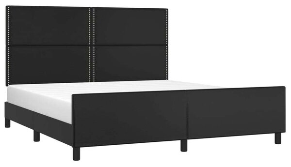 VidaXL Fekete Műbőr Ágykeret Fejtámlával - 180x200 cm