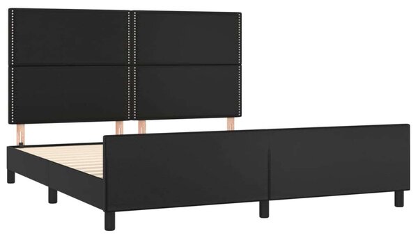 VidaXL Fekete Műbőr Ágykeret Fejtámlával - 180x200 cm