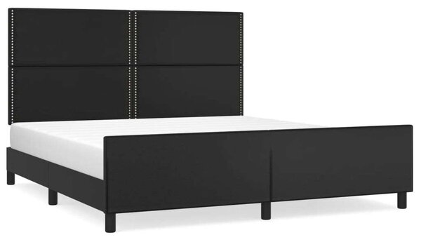 VidaXL Fekete Műbőr Ágykeret Fejtámlával - 180x200 cm