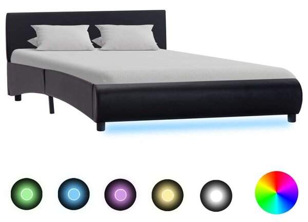 VidaXL fekete LED-es műbőr ágykeret 120 x 200 cm