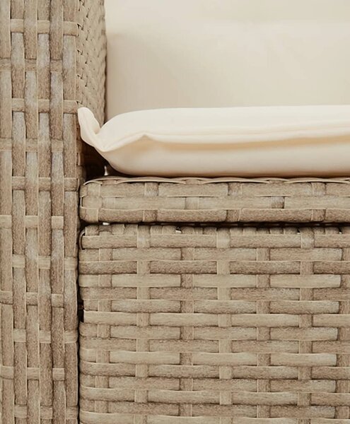 Bézs polyrattan dönthető kerti pad párnával