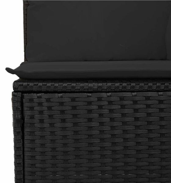 4 személyes fekete polyrattan kerti kanapé párnákkal