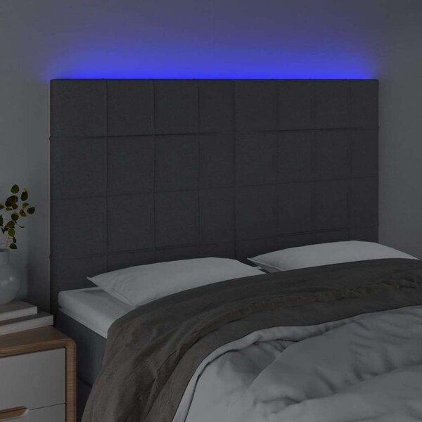 VidaXL LED-es Ágyfejtámla - Sötétszürke - 144x128cm