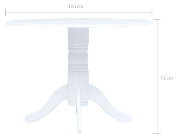 VidaXL Kerek Étkezőasztal - Fehér - 106cm