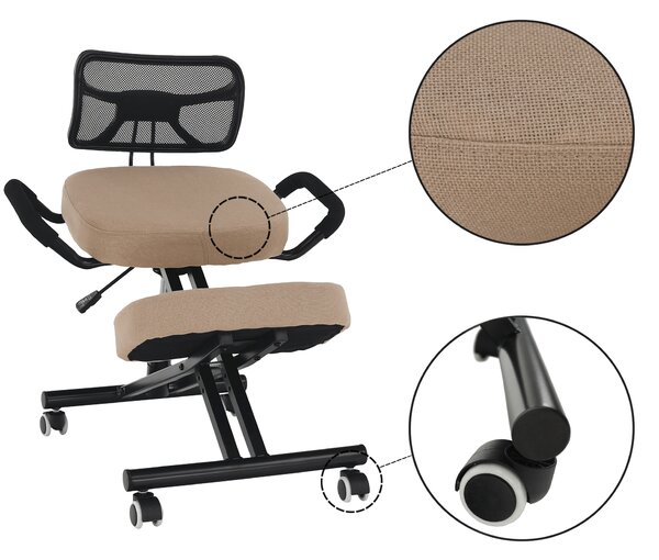 KONDELA Ergonomikus zsámoly, bézs/fekete, RUFUS