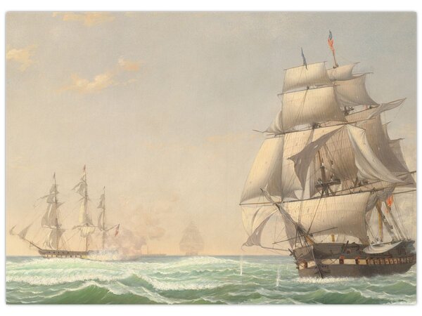 Kép - Fitz Henry Lane, The United States Frigate President Engaging the British Squadron, reprodukciók (70x50 cm)