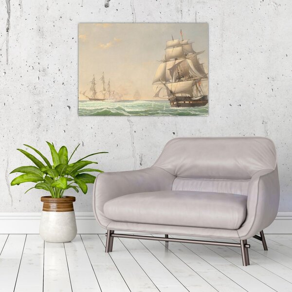 Kép - Fitz Henry Lane, The United States Frigate President Engaging the British Squadron, reprodukciók (70x50 cm)