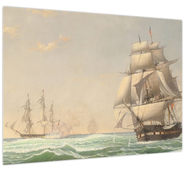 Kép - Fitz Henry Lane, The United States Frigate President Engaging the British Squadron, reprodukciók (70x50 cm)