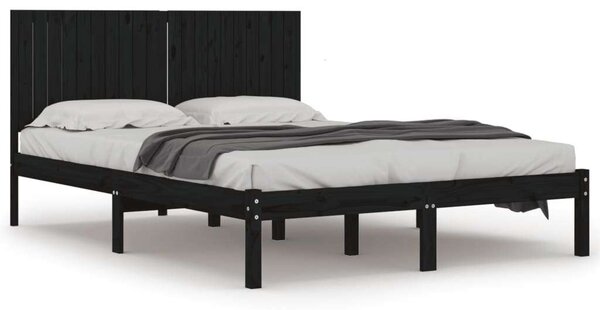 VidaXL Fekete Tömörfenyő Ágykeret - 200x200 cm