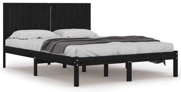 VidaXL Fekete Tömörfenyő Ágykeret - 200x200 cm