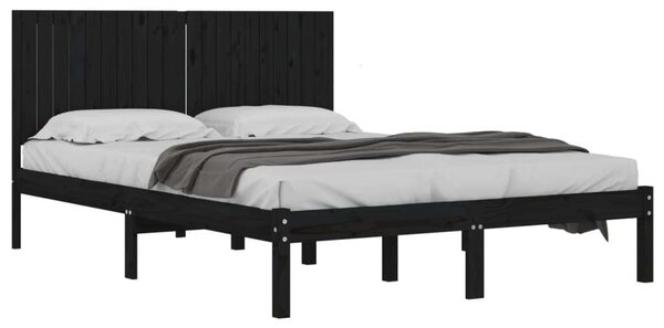 VidaXL Fekete Tömörfenyő Ágykeret - 200x200 cm