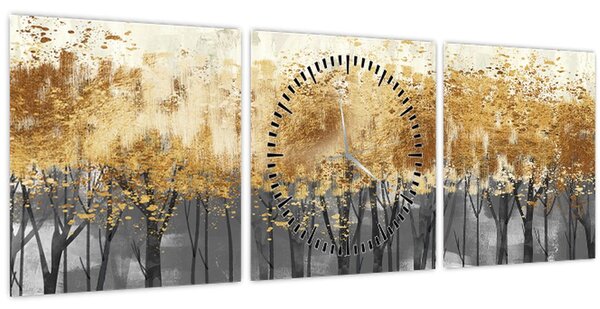 Kép - Arany fák (órával) (90x30 cm)