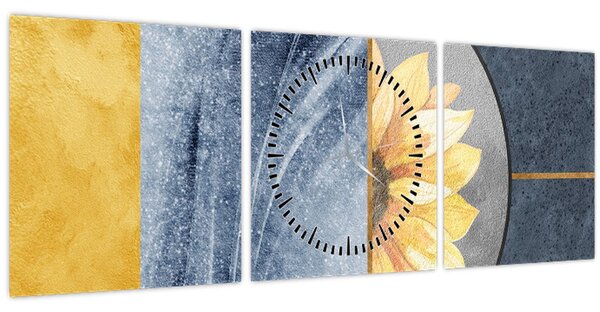 Kép - Formák és a virág (órával) (90x30 cm)