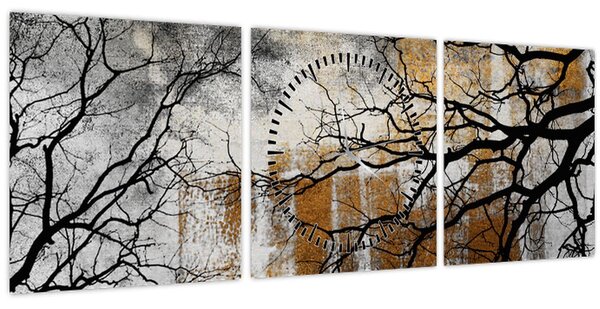 Kép - Fák sziluettek (órával) (90x30 cm)