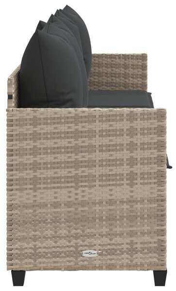 Világosszürke polyrattan napozóágy párnával