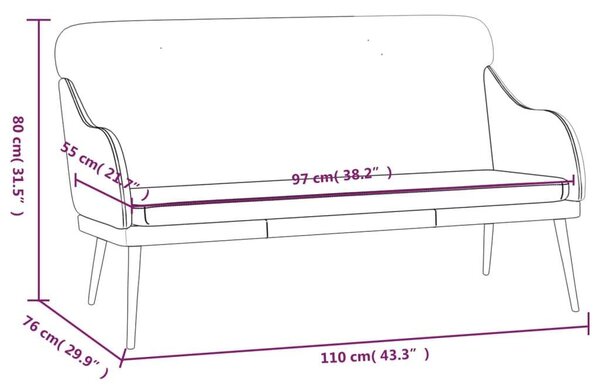VidaXL fekete műbőr pad 110 x 76 x 80 cm