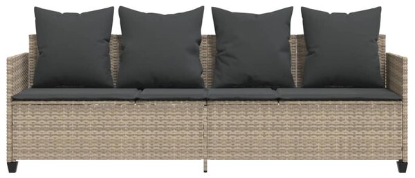 Világosszürke polyrattan napozóágy párnával
