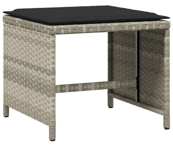 9részes világosszürke polyrattan kerti étkezőgarnitúra párnával