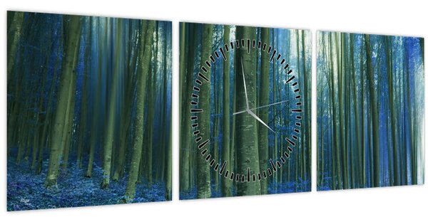 Kép - Kék erdő (órával) (90x30 cm)