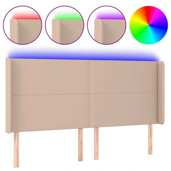 VidaXL LED Ágyfejtámla - Kávébarna Műbőr - 203cm