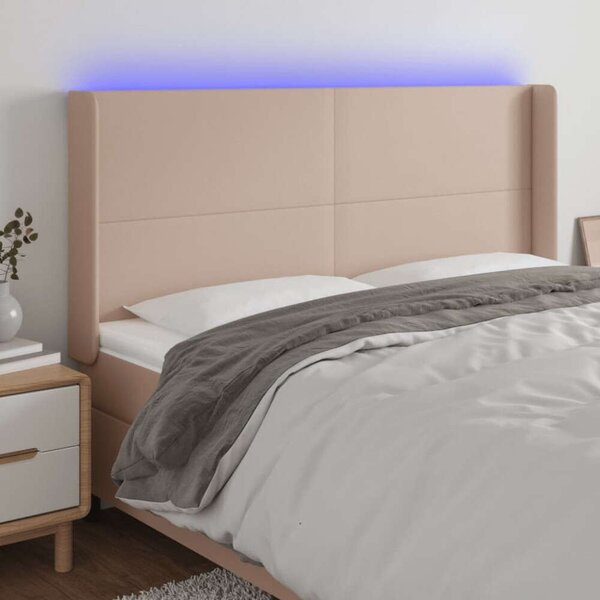 VidaXL LED Ágyfejtámla - Kávébarna Műbőr - 203cm
