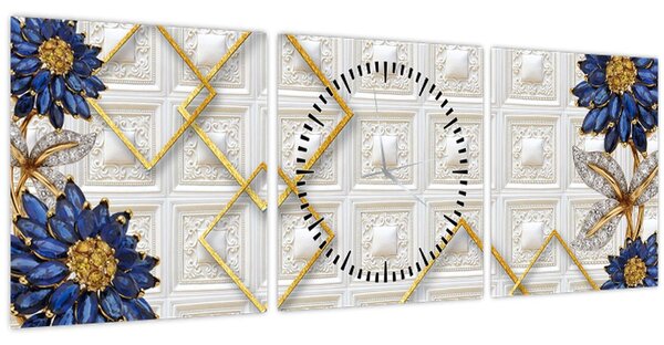 Kép - Gyémántvirágok (órával) (90x30 cm)