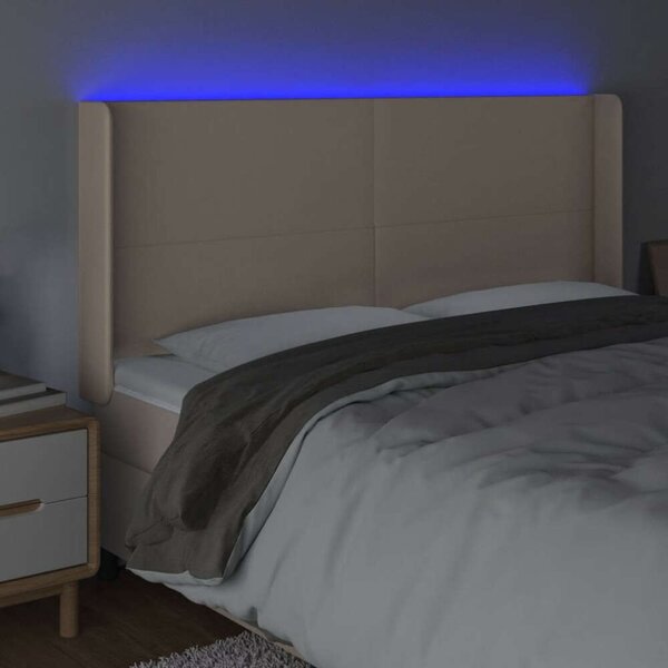 VidaXL LED Ágyfejtámla - Kávébarna Műbőr - 203cm