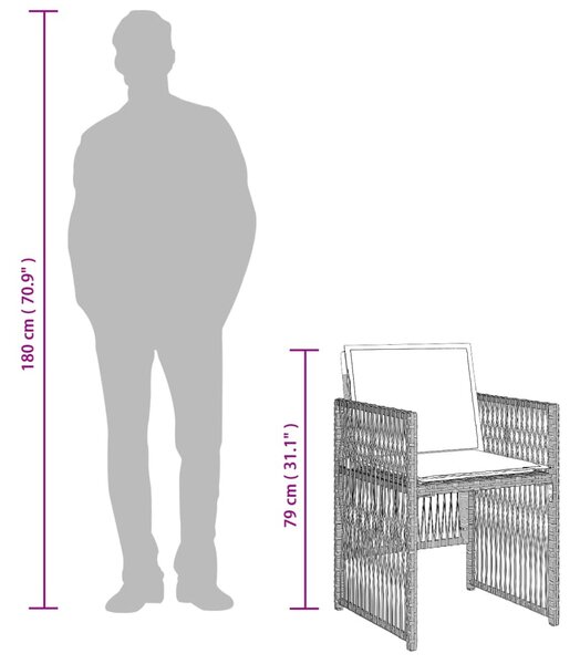5részes világosszürke polyrattan kerti étkezőgarnitúra párnával