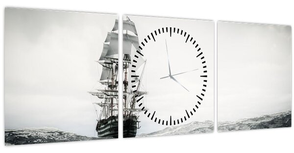 Kép - Egy hajó az óceánon (órával) (90x30 cm)